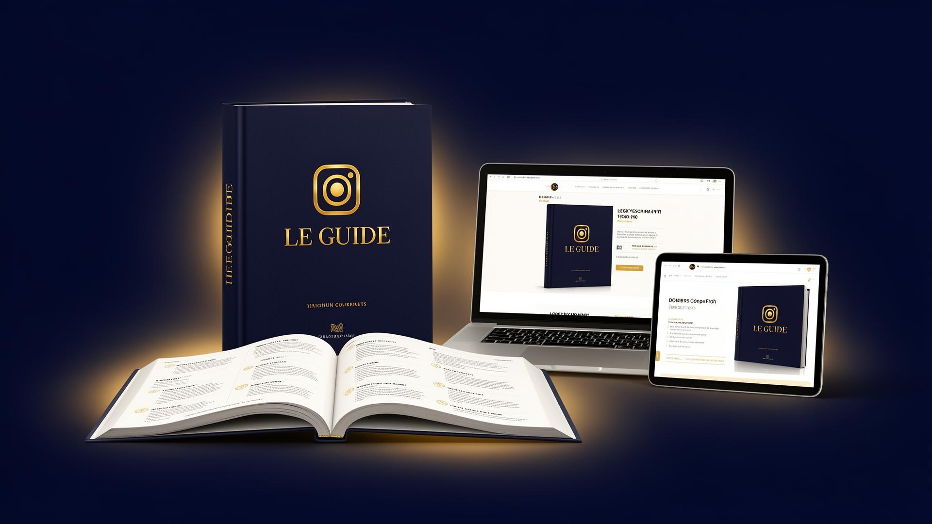 Ebook premium affiché sur livre, ordinateur, tablette et téléphone